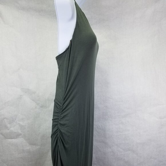 Athleta Serenity T-Strap Racerback Ruched Side Maxi Dress Sz S Grey Stretch Flaw - Picture 4 of 16